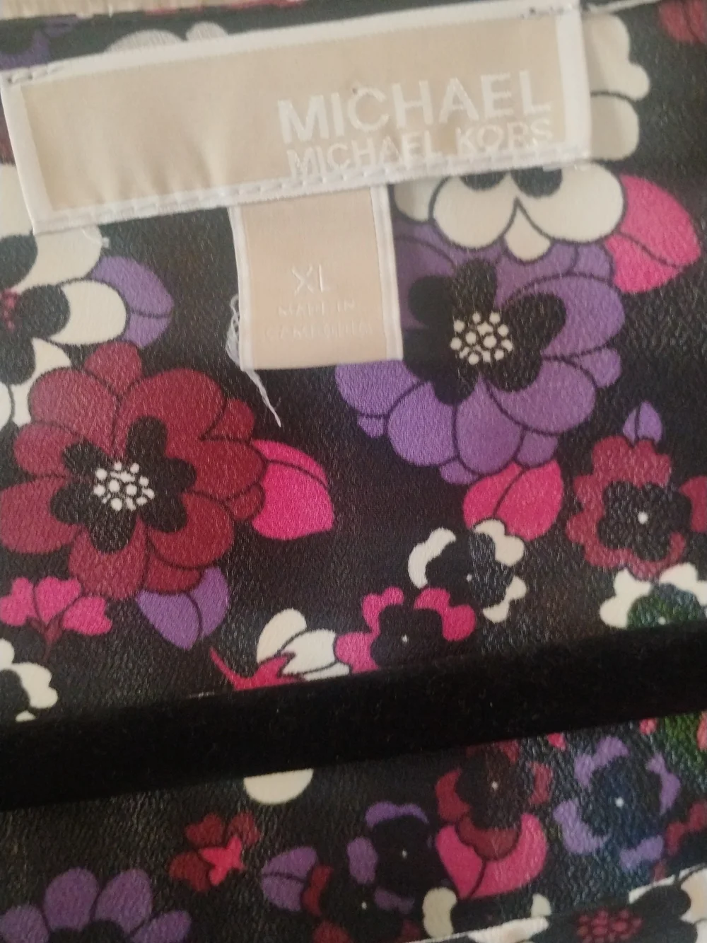 Michael Kors Purple Floral Puff-Sleeve Blouse SZ XL